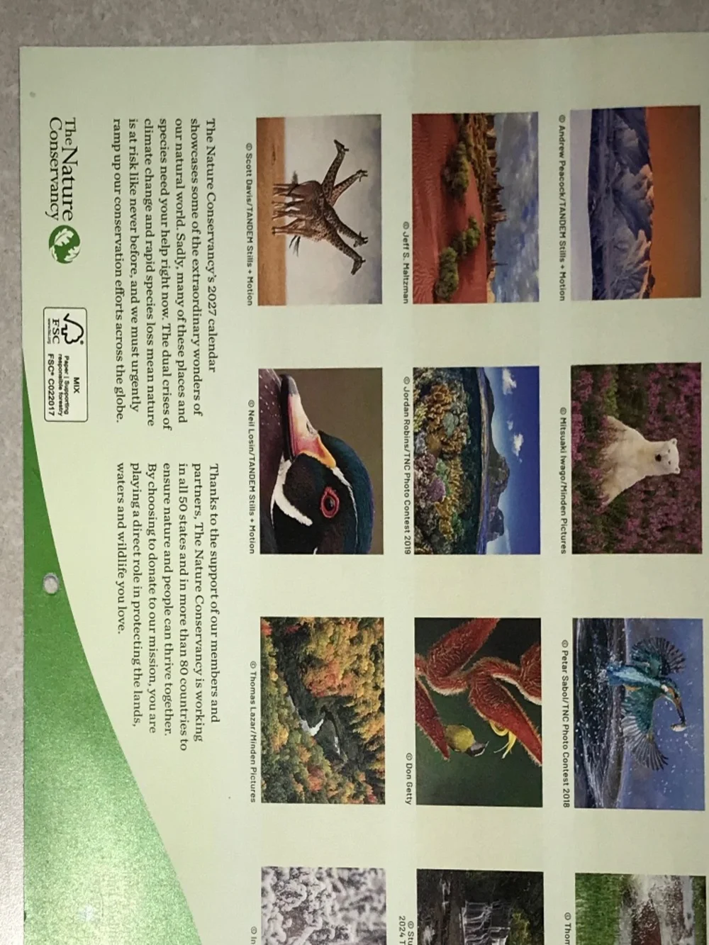 2027 Wildlife outdoors colorful wall Calendar